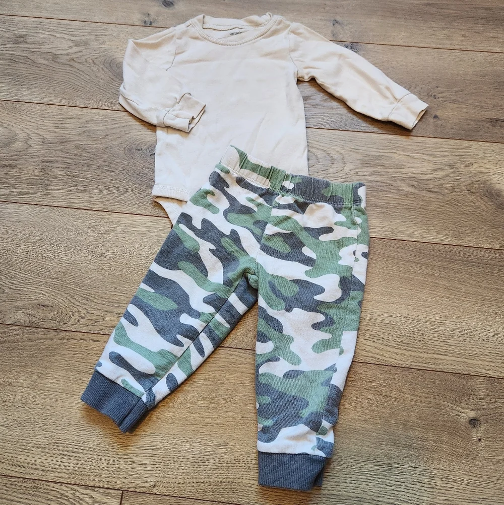 12m Carter's Boys camo Joggers Outfit